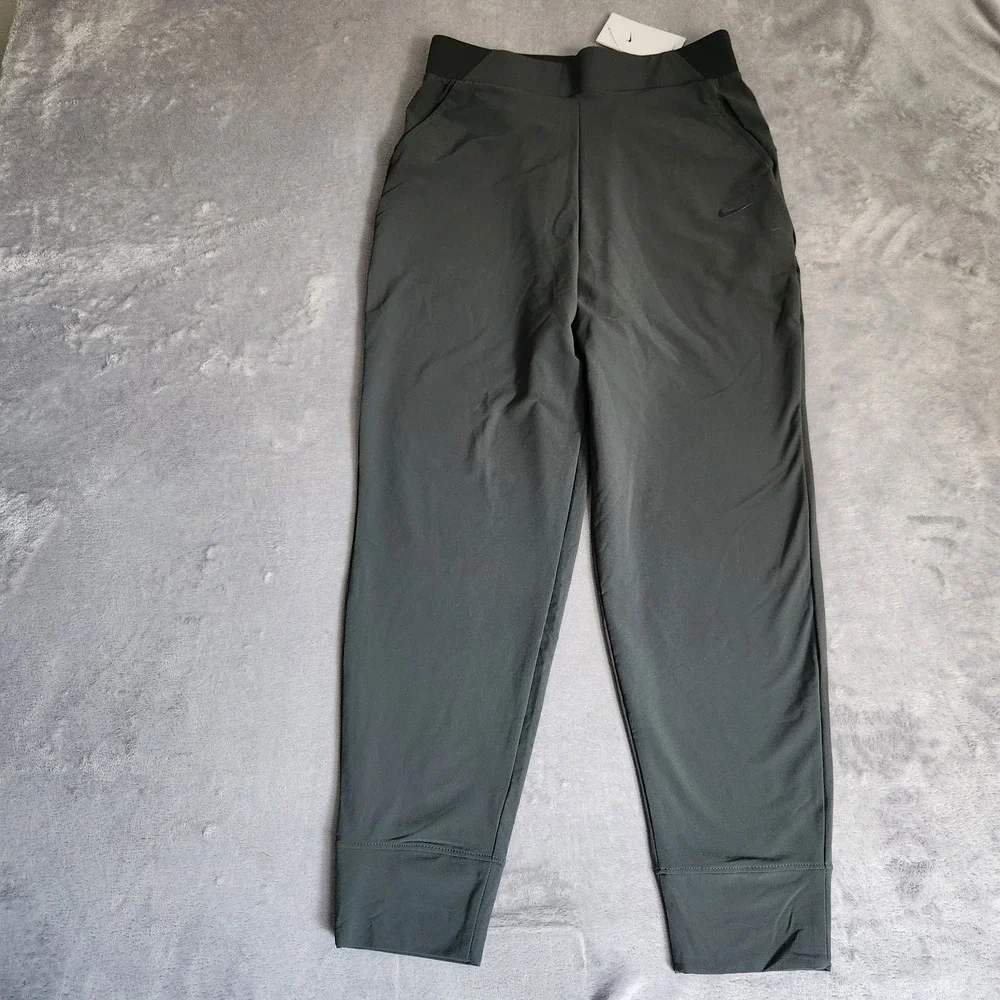 New Nike Bliss Luxe Women's Training Pants Mid Rise Smoke Grey Medium CU5849-070